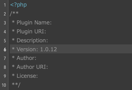 プラグインのPHPファイルに書いているバージョンを更新します